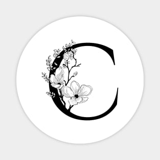 Letter C Monogram - Floral Initial Magnet